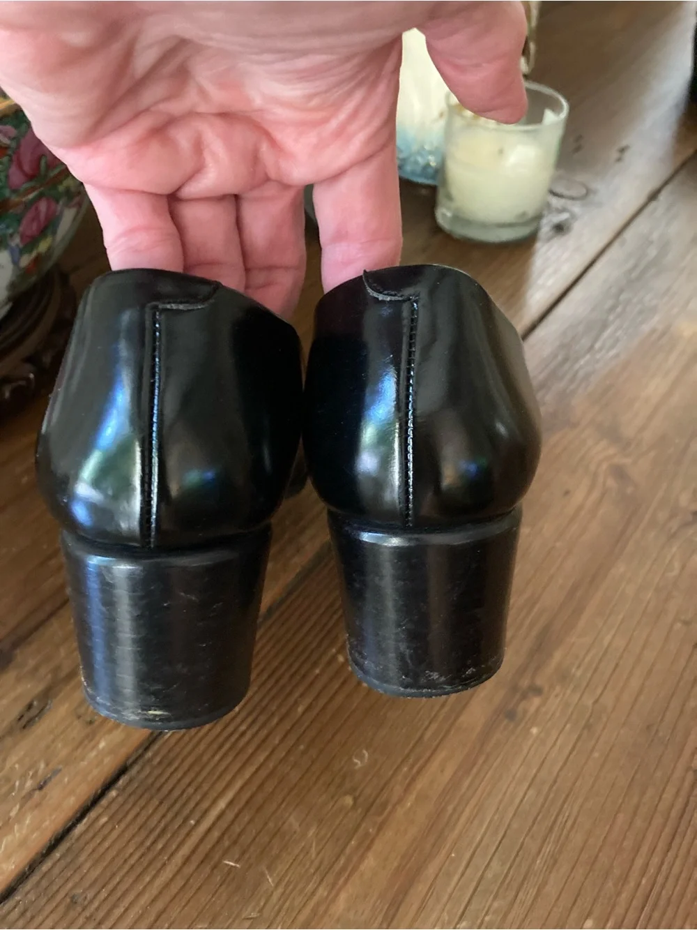 Amalfi Black Leather Square-Toe Pumps